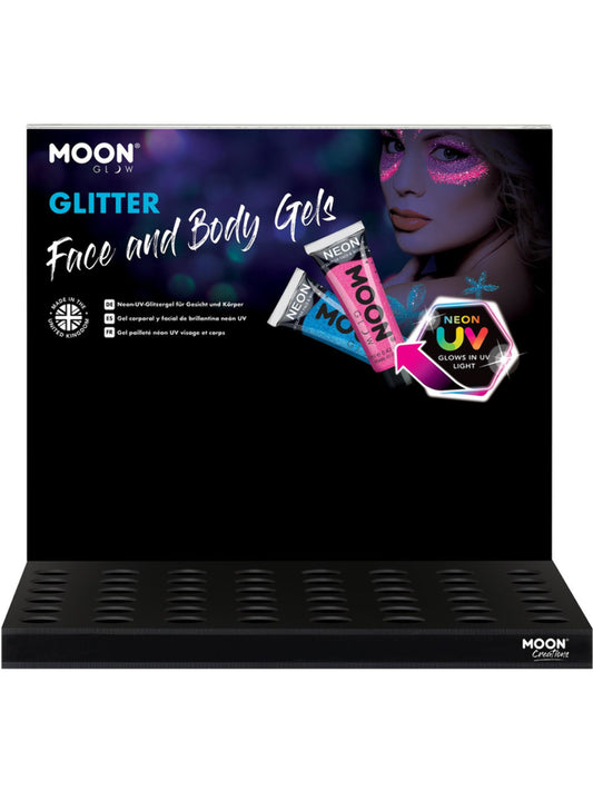 Moon Glow Neon UV Fine Glitter Gel, CDU (no stock)