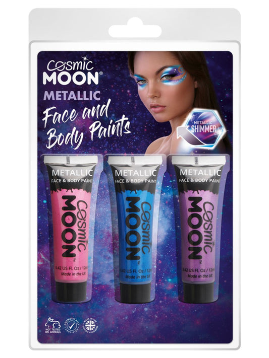 Cosmic Moon Metallic Face & Body Paint, Clamshell, 12ml, Pink, Blue , Purple