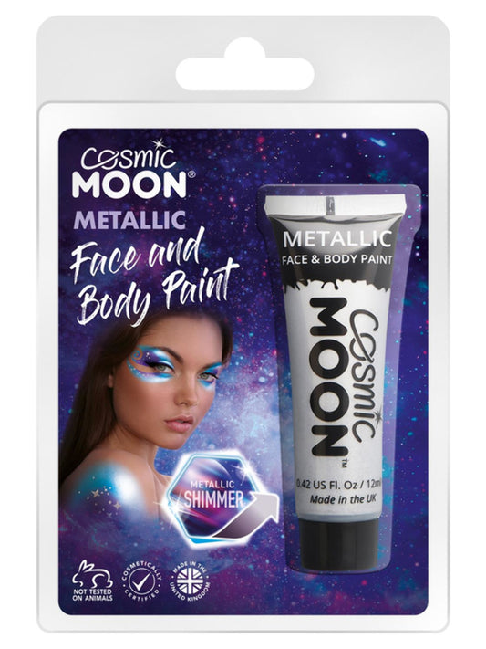 Cosmic Moon Metallic Face & Body Paint, Silver, Clamshell, 12ml