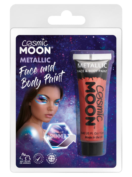 Cosmic Moon Metallic Face & Body Paint, Red, Clamshell, 12ml