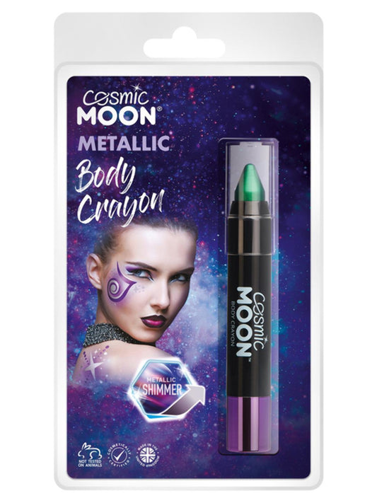 Cosmic Moon Metallic Body Crayons, Green, Clamshell, 3.2g