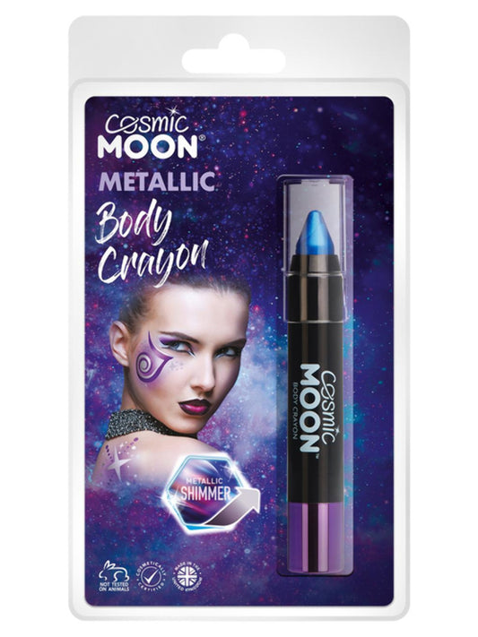 Cosmic Moon Metallic Body Crayons, Blue, Clamshell, 3.2g