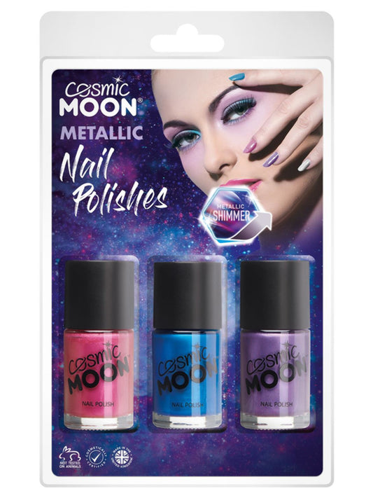 Cosmic Moon Metallic Nail Polish, Clamshell, 14ml,  Pink, Purple , Blue
