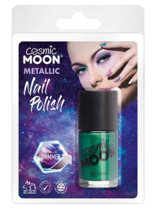 Cosmic Moon Metallic Nail Polish, Green, Clamshell, 14ml