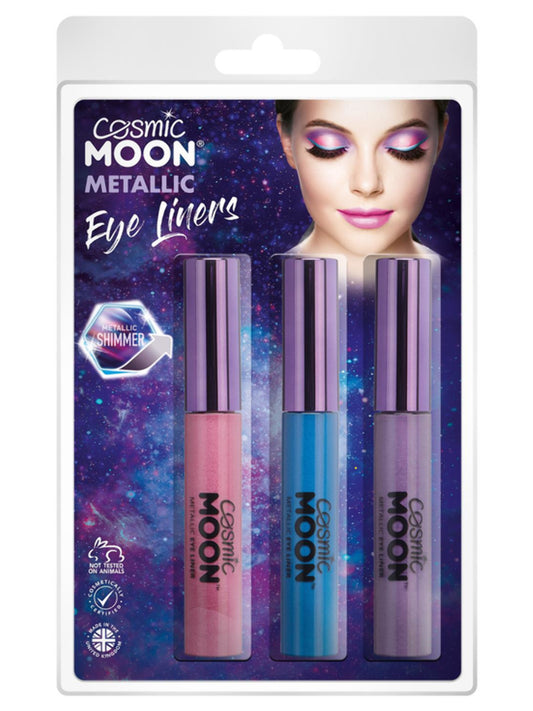 Cosmic Moon Metallic Eye Liner, Clamshell, 10ml, Pink, Purple, Blue