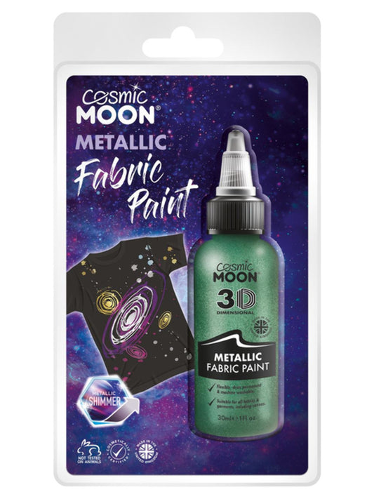 Cosmic Moon Metallic Fabric Paint, Green, Clamshell, 30ml