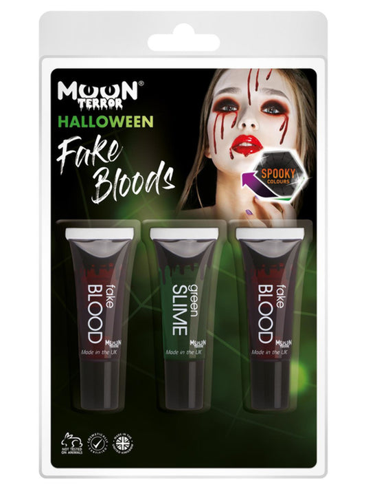 Moon Terror Mixed Blood, Red, Clamshell 10ml - 2 Fake Blood, 1 Green Slime