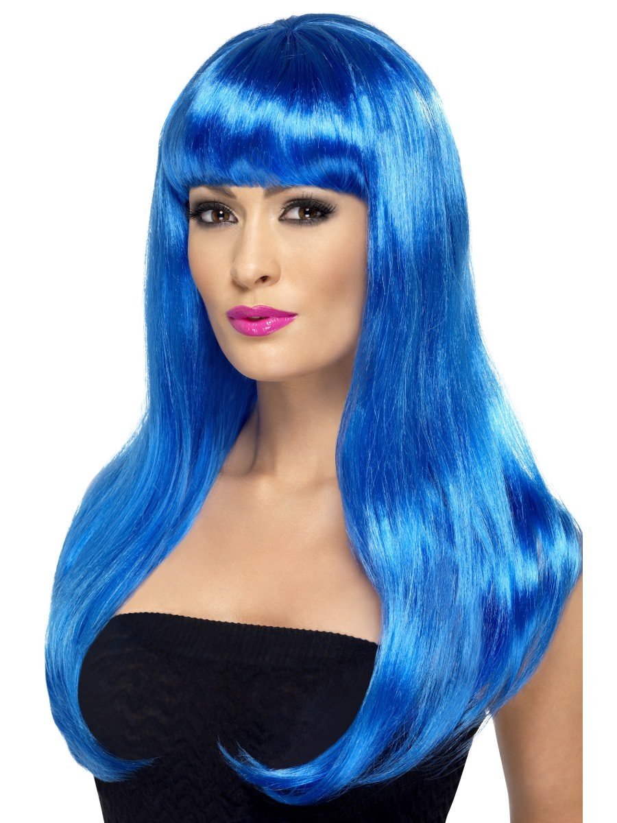 Babelicious Wig, Blue, Long, Straight with Fringe Wholesale