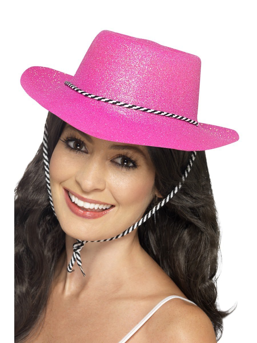 Cowboy Glitter Hat, Neon Pink Wholesale
