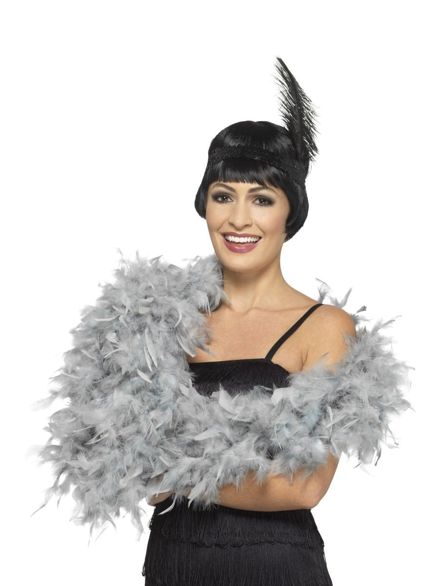 Deluxe Feather Boa, Silver Wholesale