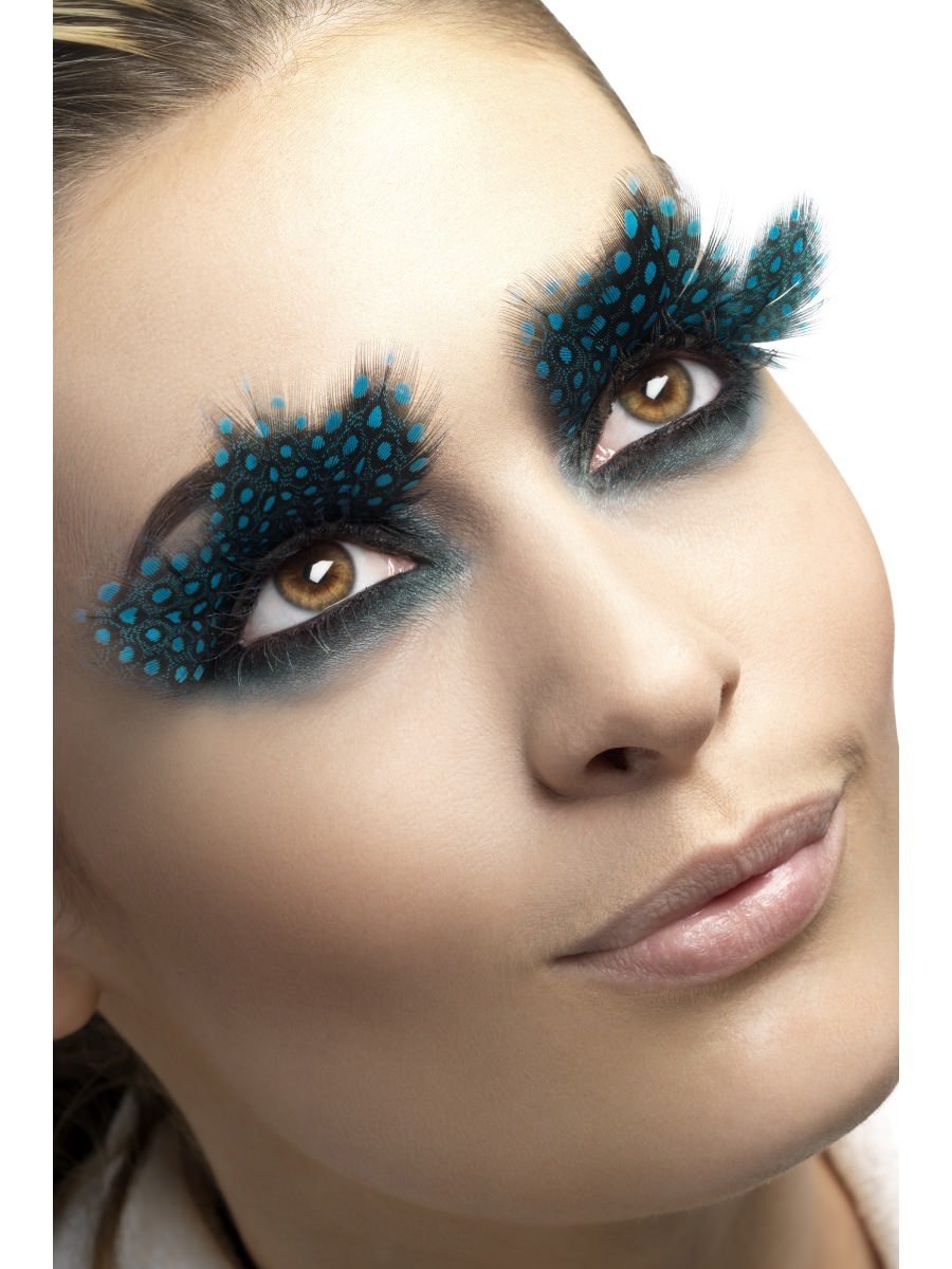 Eyelashes, Large Feather with Aqua Dots Wholesale
