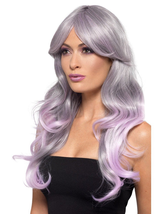 Fashion Ombre Wig, Grey & Pastel Pink Wholesale