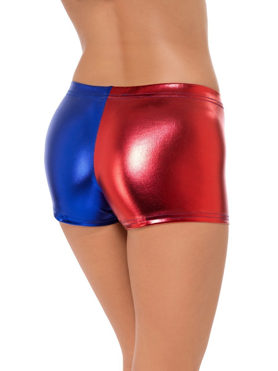 Fever Miss Jester Whiplash Shorts, Red & Blue Wholesale