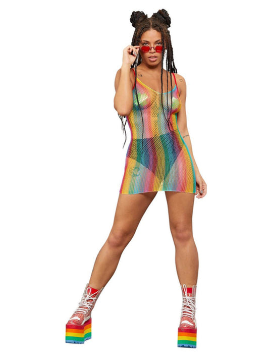 Fever Rainbow Fishnet Dress WHOLESALE
