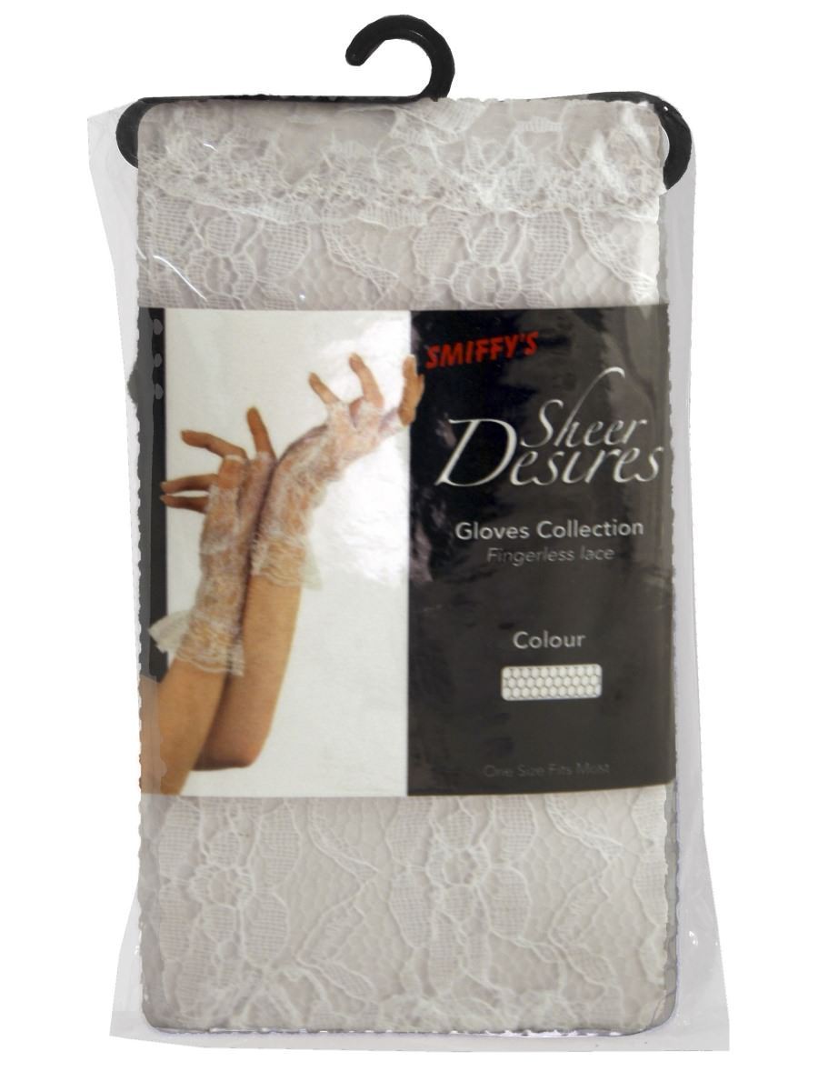 Fingerless Lace Gloves, White Wholesale