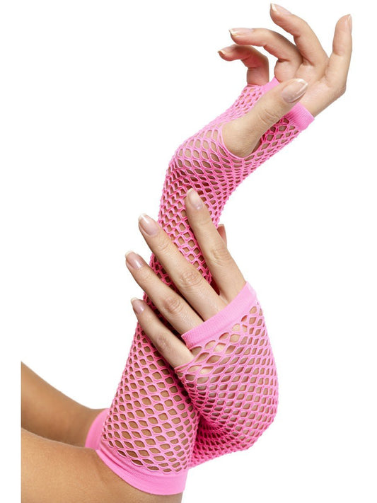 Fishnet Gloves, Pink, Long Wholesale