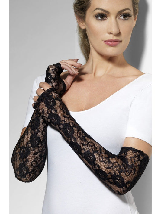 Gloves, Black, Full Length, Gothic Lace, Fingerless Wholesale