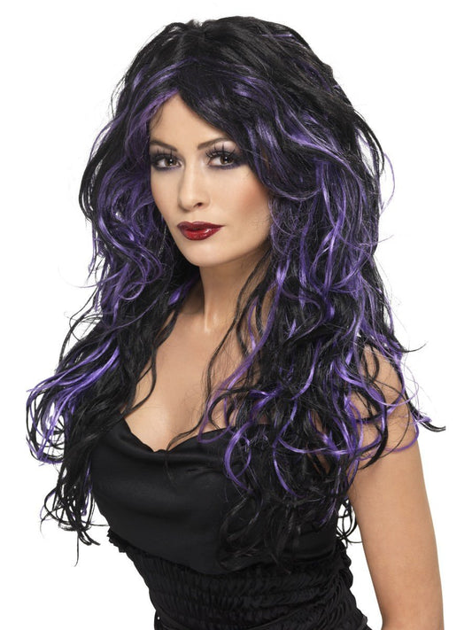 Gothic Bride Wig, Purple, Long, Streaked Wholesale