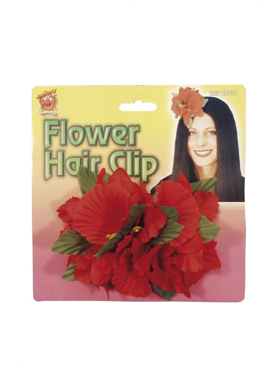 Hawaiian Flower Hair Clip, Red Wholesale