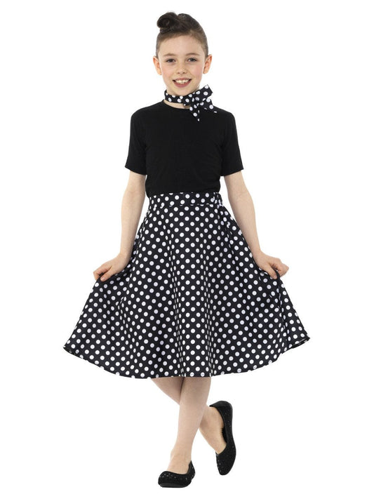 Kids Black 50s Polka Dot Skirt Wholesale