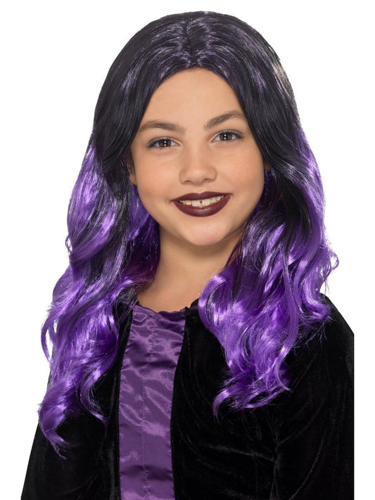 Kids Witch Wig, Black & Purple Wholesale