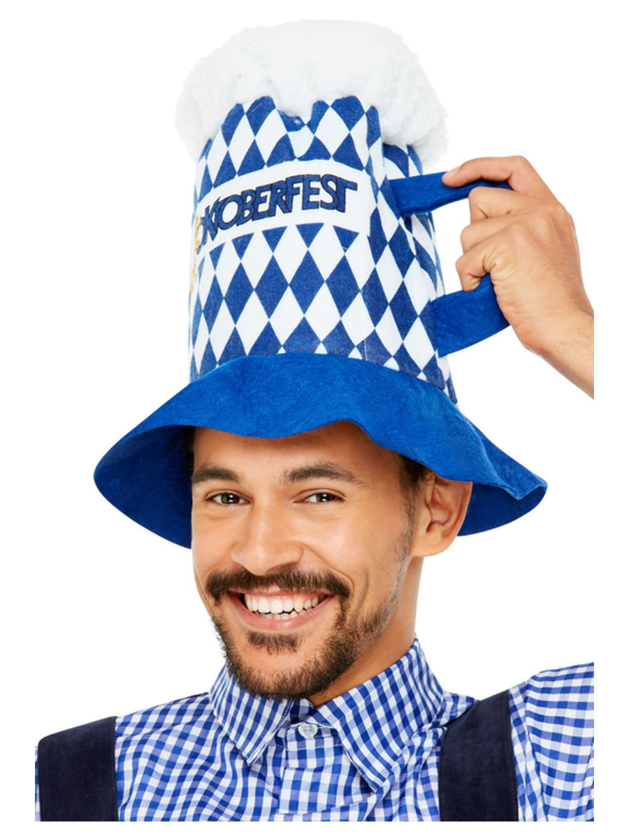 Oktoberfest Beer Hat Blue White Chequered WHOLESALE Alternative 1