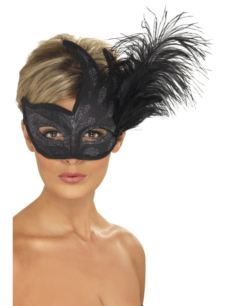 Ornate Colombina Feather Mask Wholesale