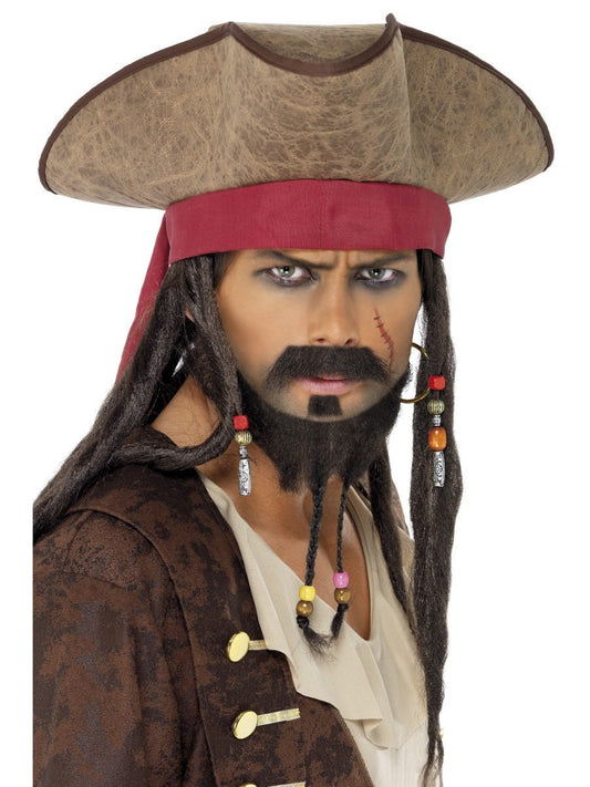 Pirate Hat, Brown, with Hair Dreadlocks Wholesale