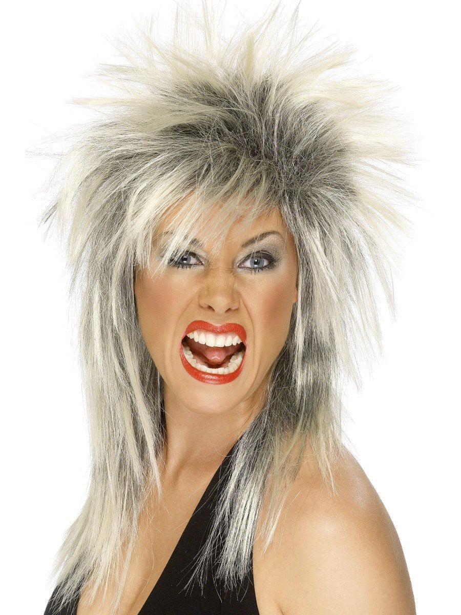 Rock Diva Wig, Two Tone, Blonde & Black Wholesale