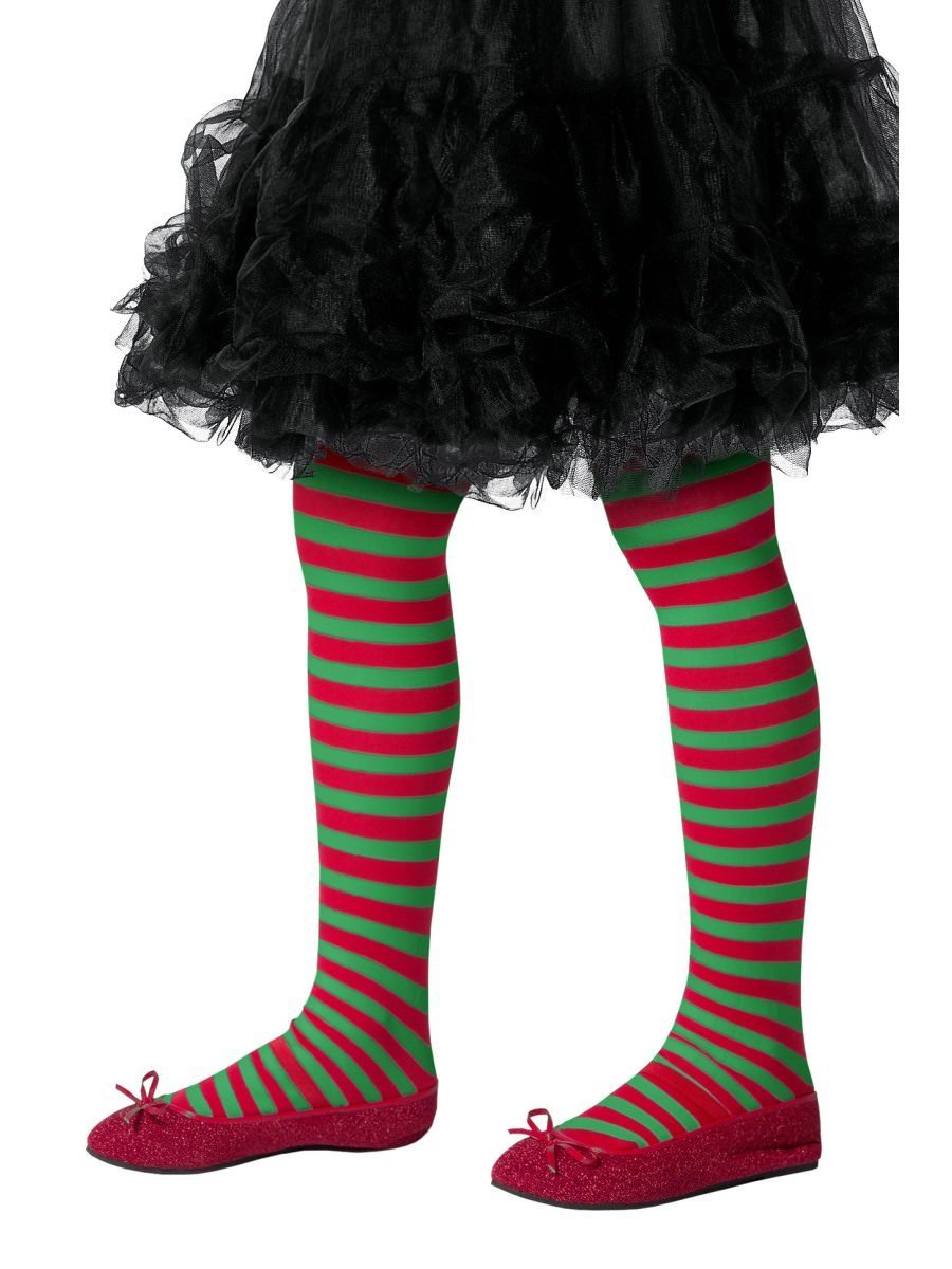 Striped Tights, Childs, Red & Green Wholesale