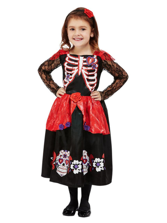 Toddler Girl Day of the Dead Costume Black WHOLESALE