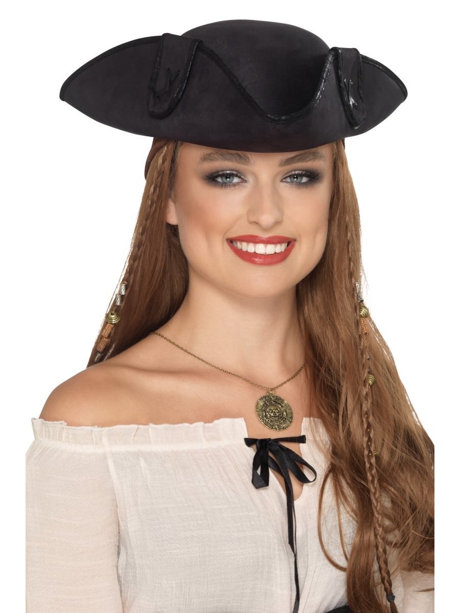 Tricorn Pirate Captain Hat, Black Wholesale